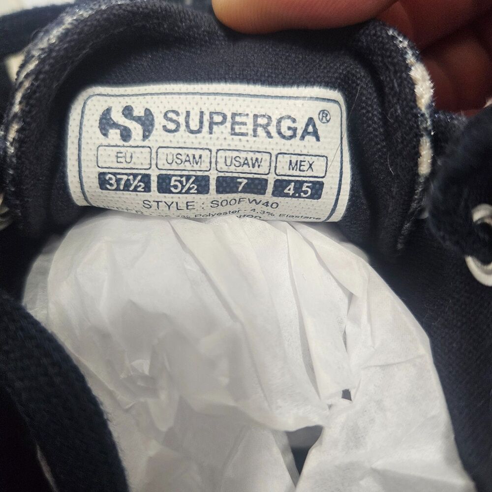 SUPERGA Velvet Sz W7 Blue Sneakers with Star Print - Picture 2 of 8